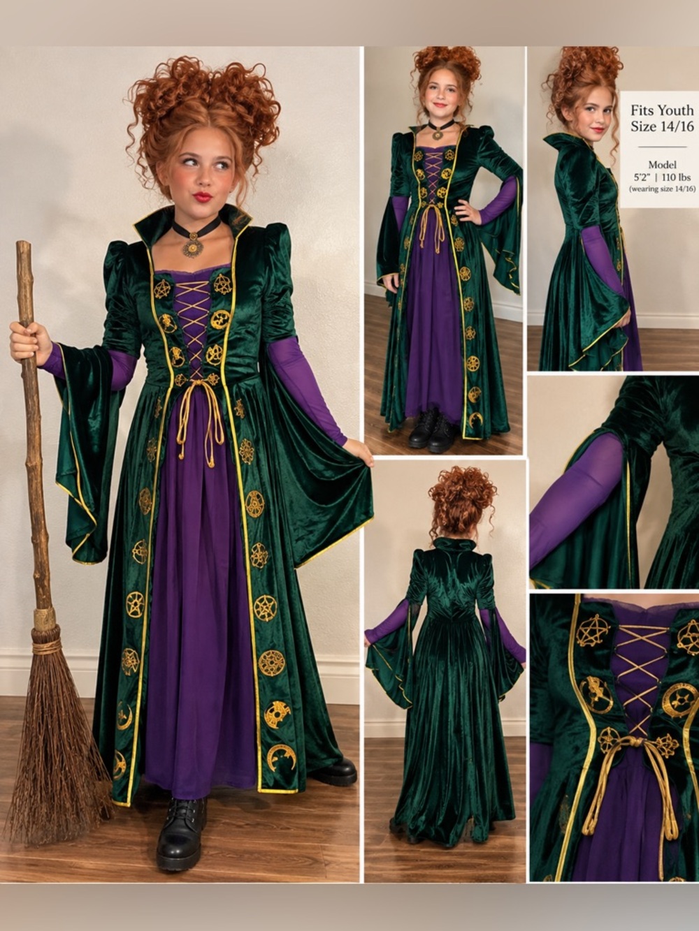 🧙♀️ Hocus Pocus Winifred Sanderson Costume – Youth XL 14/16 / Women’s XS